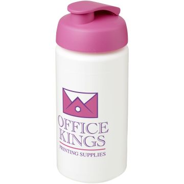 Baseline Plus grip 500 ml flip lid sport bottle White  pink - 1 Bounce Creative Designs