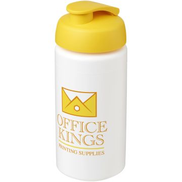 Baseline Plus grip 500 ml flip lid sport bottle White  yellow - 1 Bounce Creative Designs