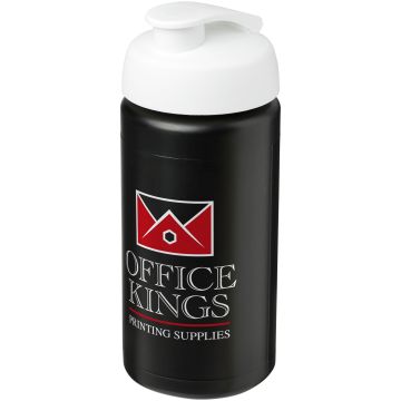 Baseline Plus grip 500 ml flip lid sport bottle Solid black  white - 1 Bounce Creative Designs