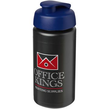 Baseline Plus grip 500 ml flip lid sport bottle Solid black  blue - 1 Bounce Creative Designs