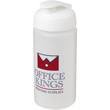 Baseline Plus grip 500 ml flip lid sport bottle Transparent  white - 1 Bounce Creative Designs