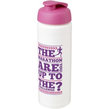 Baseline Plus grip 750 ml flip lid sport bottle White  pink - 1 Bounce Creative Designs
