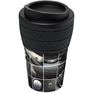 BriteAmericano tyre 350 ml insulated tumbler Solid black - 1 Bounce Creative Designs