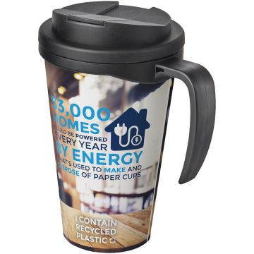 BriteAmericano Grande 350 ml mug with spillproof lid Shiny black  solid black - 1 Bounce Creative Designs