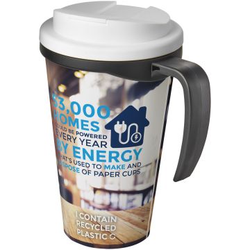 BriteAmericano Grande 350 ml mug with spillproof lid Solid black  white - 1 Bounce Creative Designs