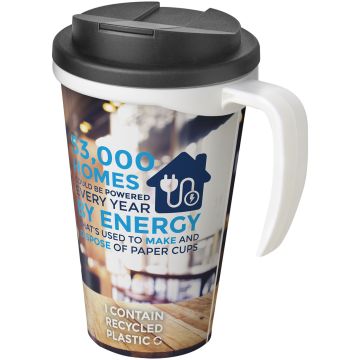 BriteAmericano Grande 350 ml mug with spillproof lid White  solid black - 1 Bounce Creative Designs