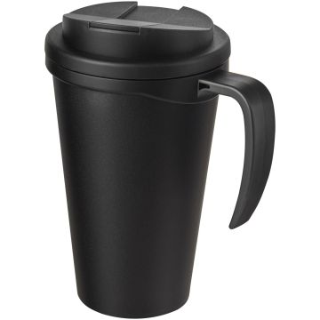 Americano Grande 350 ml mug with spillproof lid Shiny black  solid black - 1 Bounce Creative Designs