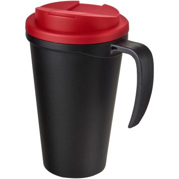 Americano Grande 350 ml mug with spillproof lid Solid black  red - 1 Bounce Creative Designs