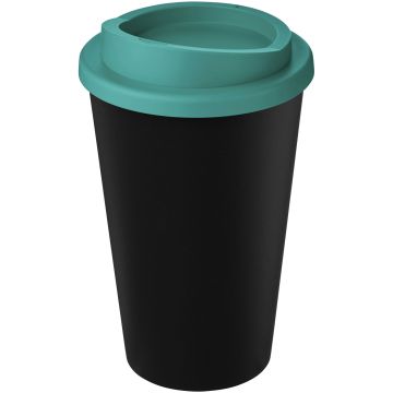 Americano Eco 350 ml recycled tumbler Solid black  aqua blue - 1 Bounce Creative Designs