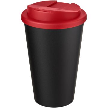 Americano Eco 350 ml recycled tumbler with spillproof lid Red  solid black - 1 Bounce Creative Designs