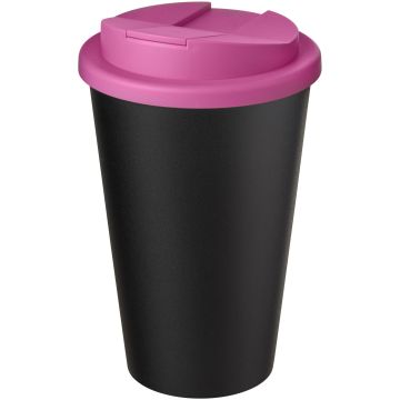 Americano Eco 350 ml recycled tumbler with spillproof lid Pink  solid black - 1 Bounce Creative Designs