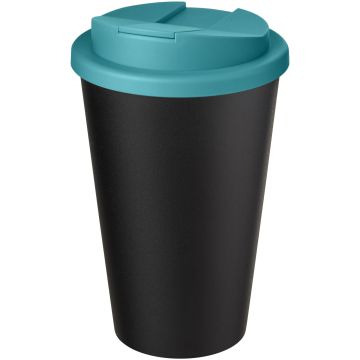 Americano Eco 350 ml recycled tumbler with spillproof lid Aqua blue  solid black - 1 Bounce Creative Designs