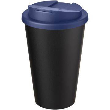 Americano Eco 350 ml recycled tumbler with spillproof lid Blue  solid black - 1 Bounce Creative Designs