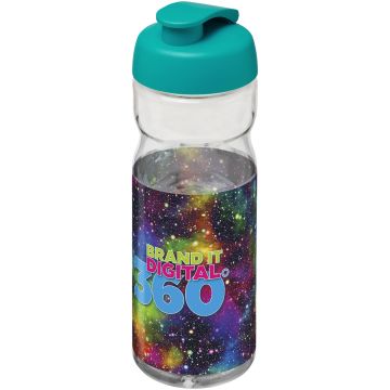 H2O Active Base Tritan 650 ml flip lid sport bottle Transparent clear  aqua blue - 1 Bounce Creative Designs