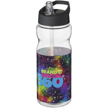 H2O Active Base Tritan 650 ml spout lid sport bottle Transparent clear  solid black - 1 Bounce Creative Designs