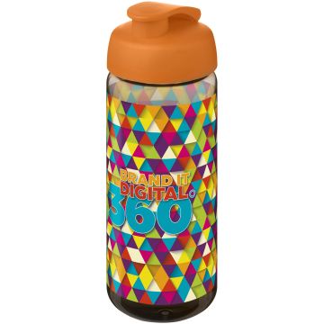 H2O Active Octave Tritan 600 ml flip lid sport bottle Charcoal  orange - 1 Bounce Creative Designs