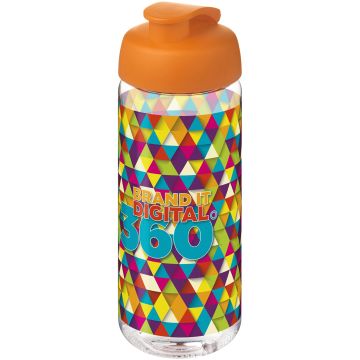 H2O Active Octave Tritan 600 ml flip lid sport bottle Transparent clear  orange - 1 Bounce Creative Designs