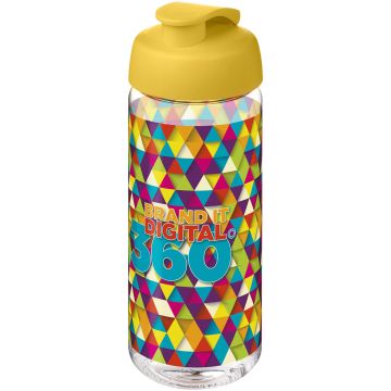 H2O Active Octave Tritan 600 ml flip lid sport bottle Transparent clear  yellow - 1 Bounce Creative Designs