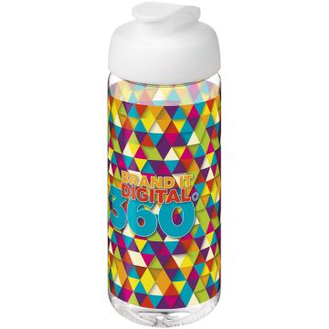 H2O Active Octave Tritan 600 ml flip lid sport bottle Transparent clear  white - 1 Bounce Creative Designs