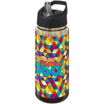 H2O Active Octave Tritan 600 ml spout lid sport bottle Charcoal  solid black - 1 Bounce Creative Designs