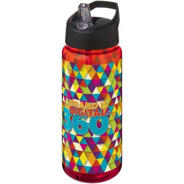 H2O Active Octave Tritan 600 ml spout lid sport bottle Red  solid black - 1 Bounce Creative Designs
