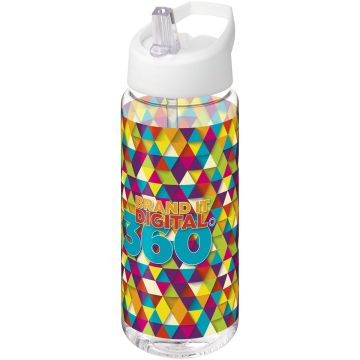 H2O Active Octave Tritan 600 ml spout lid sport bottle Transparent clear  white - 1 Bounce Creative Designs