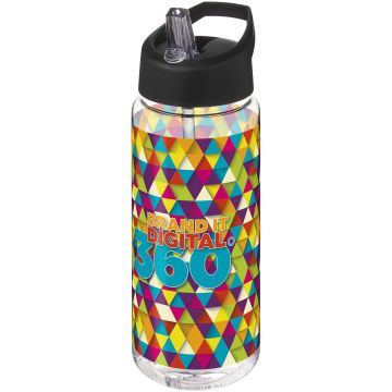 H2O Active Octave Tritan 600 ml spout lid sport bottle Transparent clear  solid black - 1 Bounce Creative Designs