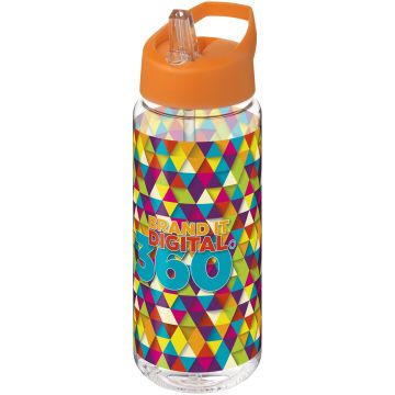 H2O Active Octave Tritan 600 ml spout lid sport bottle Transparent clear  orange - 1 Bounce Creative Designs