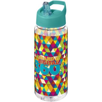 H2O Active Octave Tritan 600 ml spout lid sport bottle Transparent clear  aqua blue - 1 Bounce Creative Designs