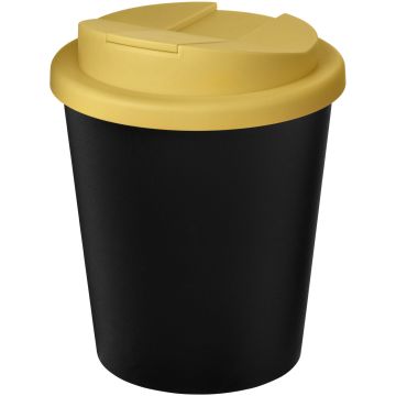 Americano Espresso Eco 250 ml recycled tumbler with spillproof lid  Solid black  yellow - 1 Bounce Creative Designs