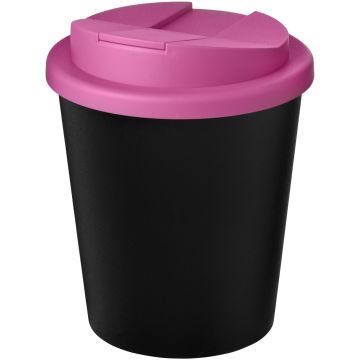 Americano Espresso Eco 250 ml recycled tumbler with spillproof lid  Solid black  magenta - 1 Bounce Creative Designs