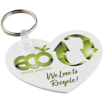 Tait heartshaped recycled keychain White - 1 Bounce Creative Designs
