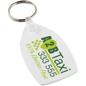 Tait rectangularshaped recycled keychain White - 1 Bounce Creative Designs