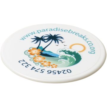Renzo round plastic coaster White - 1 Bounce Creative Designs