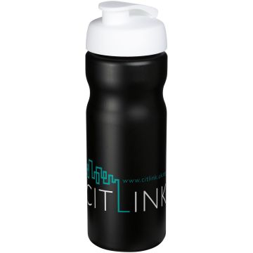 Baseline Plus 650 ml flip lid sport bottle Solid black  white - 1 Bounce Creative Designs
