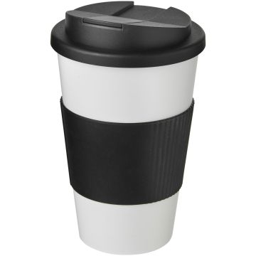 Americano 350 ml tumbler with grip  spillproof lid White  solid black - 1 Bounce Creative Designs