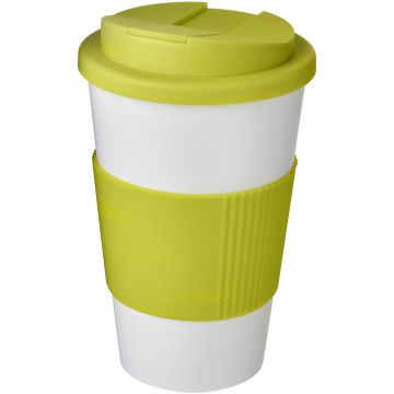 Americano 350 ml tumbler with grip  spillproof lid White  lime - 1 Bounce Creative Designs
