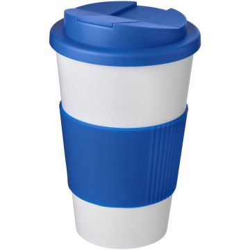 Americano 350 ml tumbler with grip  spillproof lid White  mid blue - 1 Bounce Creative Designs