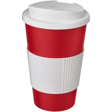 Americano 350 ml tumbler with grip  spillproof lid Red  white - 1 Bounce Creative Designs