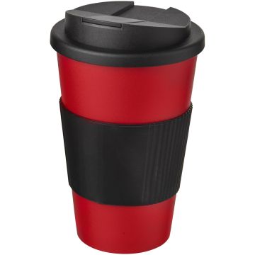 Americano 350 ml tumbler with grip  spillproof lid Red  solid black - 1 Bounce Creative Designs