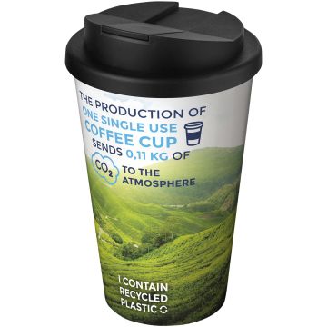 BriteAmericano 350 ml tumbler with spillproof lid White  solid black - 1 Bounce Creative Designs