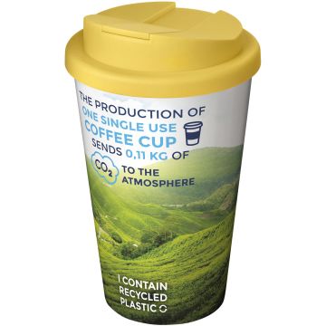 BriteAmericano 350 ml tumbler with spillproof lid White  yellow - 1 Bounce Creative Designs