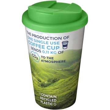 BriteAmericano 350 ml tumbler with spillproof lid White  green - 1 Bounce Creative Designs