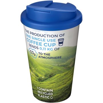 BriteAmericano 350 ml tumbler with spillproof lid White  mid blue - 1 Bounce Creative Designs