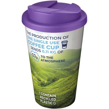 BriteAmericano 350 ml tumbler with spillproof lid White  purple - 1 Bounce Creative Designs