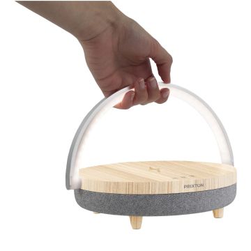 Prixton 4-in-1 10W Bluetooth® speaker with LED light and wireless charging base