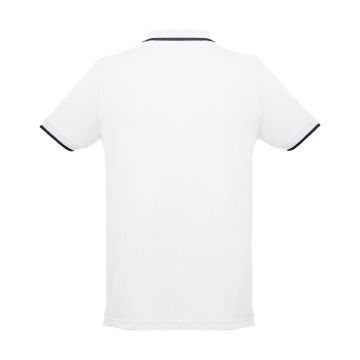 THC ROME WH. Men's Polo Shirt with contrast colour trim and buttons. White