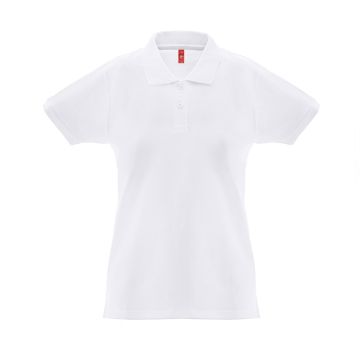 THC MONACO WOMEN WH. Women's short-sleeved polo shirt in carded cotton