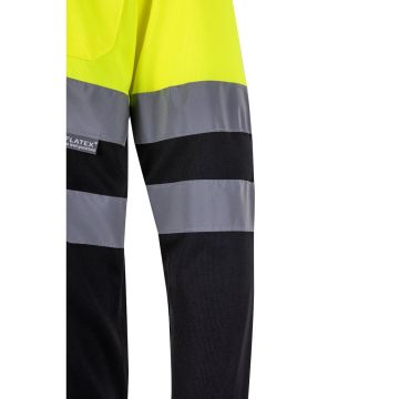 VL VULCAN. Two-tone bird-eye polo shirt (160g/m²) with long sleeves, in polyester (100%)