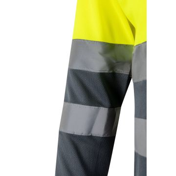 VL VULCAN. Two-tone bird-eye polo shirt (160g/m²) with long sleeves, in polyester (100%)